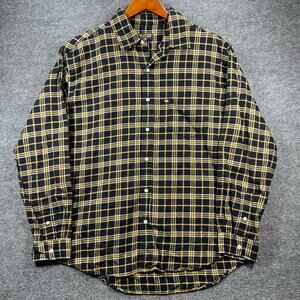 Polo Jeans Co. Ralph Lauren Button Up Shirt Men's Large Navy/Yellow Plaid LS